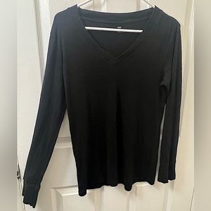 Supersoft Black V-Neck Long Sleeve Shirt
